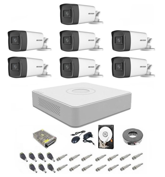 Sistem supraveghere complet 5 mp hikvision turbo hd ext 7 ir 40 m