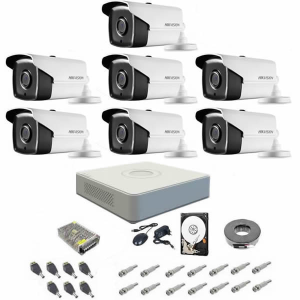 Sistem supraveghere complet 1080p hikvision turbo hd ext 7 ir 80 m