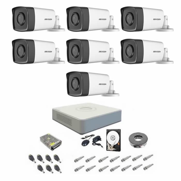 Complete surveillance system 1080P Hikvision Turbo HD EXT 7 IR 80 m