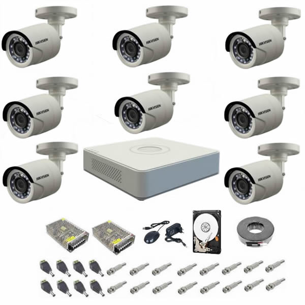 Sistem supraveghere complet 720p hikvision turbo hd ext 8 ir 20 m
