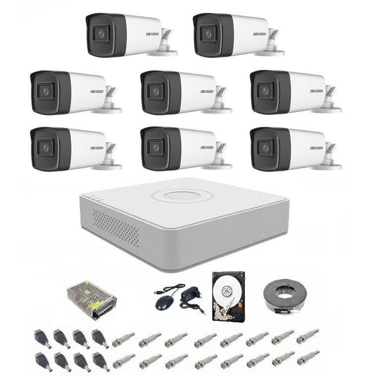 Sistem supraveghere complet 5 mp hikvision turbo hd ext 8 ir 40 m