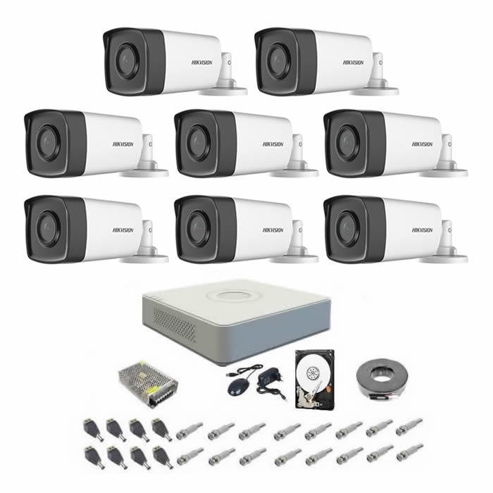 Sistem supraveghere audio-video complet, 8 camere 1080P Hikvision TurboHD ir 40m