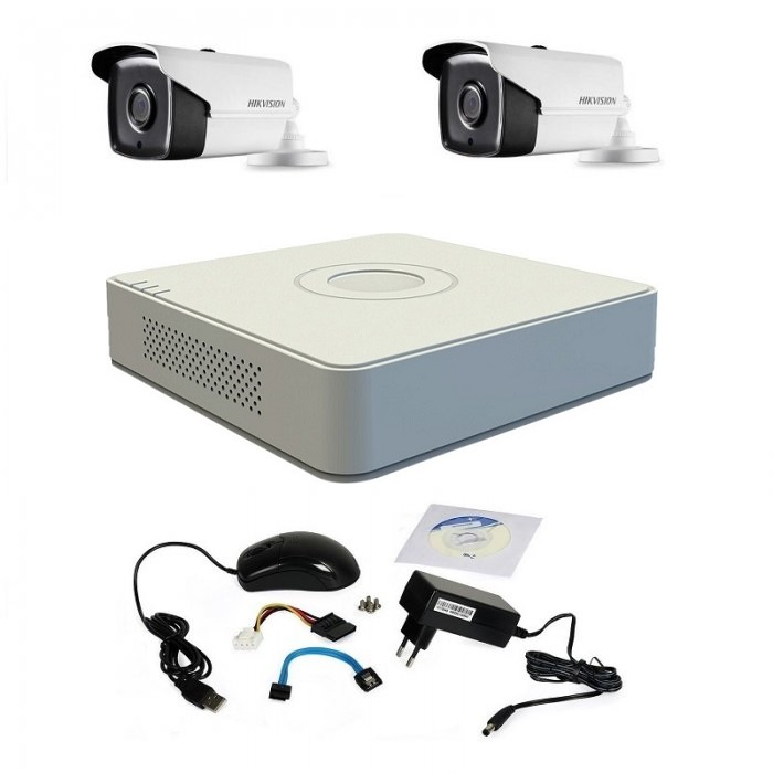 Kit supraveghere 2 camere basic hikvision 720p, ir 40 m