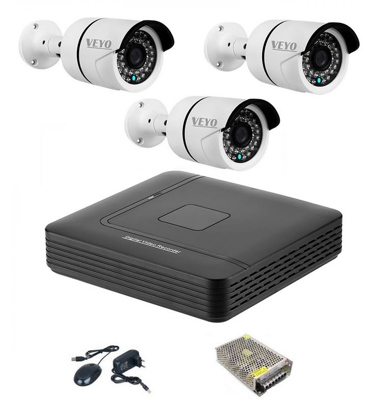 Kit supraveghere ahd 3 camere rezolutie full hd 1080p si infrarosu la 30 m