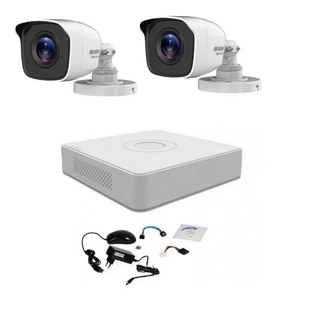 Kit supraveghere hikvision hiwatch 2 camere 720p, ir 20 m