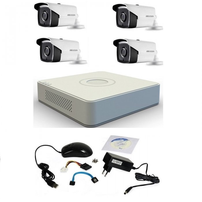 Kit supraveghere hikvision turbo hd 1080p cu 4 camere ir 40 m