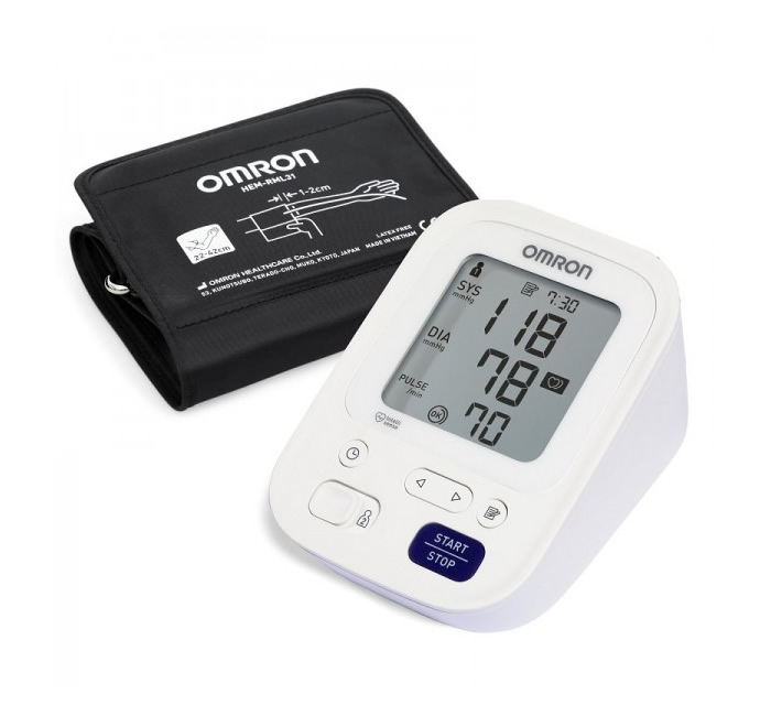 Tensiometru digital automat cu manseta de brat, omron m3, detectie aritmie, manseta mare, model 2020