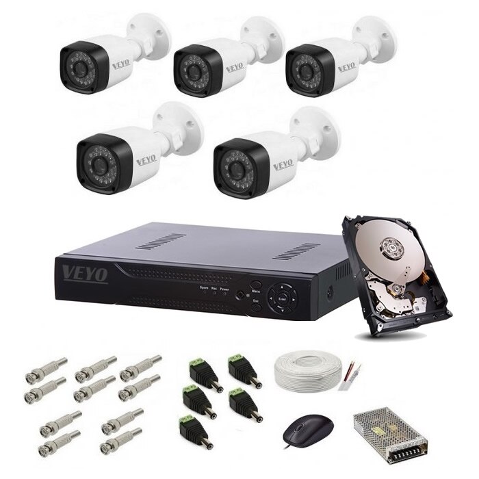 Sistem supraveghere hd exterior complet, 1.4 mp, 5 camere ir 30 m