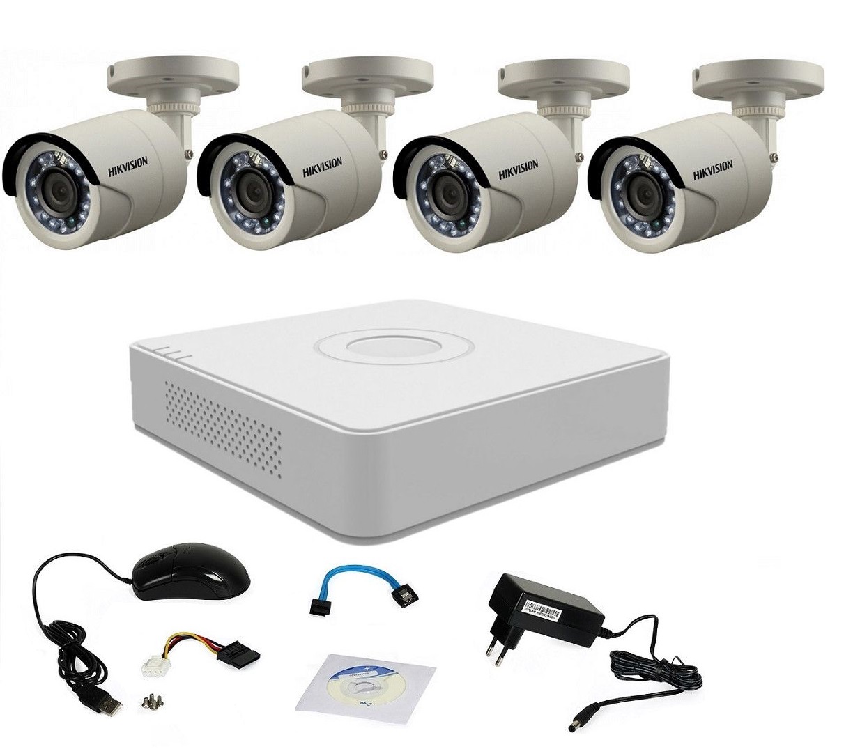 Kit supraveghere Hikvision Turbo HD 1080P cu 4 camere IR 20 m