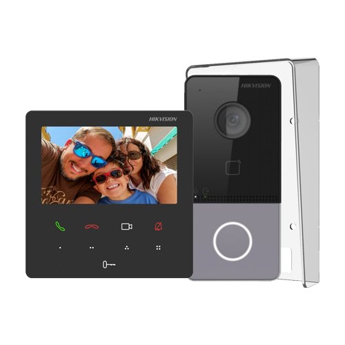 Kit videointerfon pentru 1 familie, monitor 4.3 inch - HIKVISION DS-KIS606-P