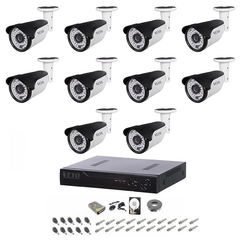 Sistem de supraveghere exterior complet, 5mp, 10 camere ir 40 m