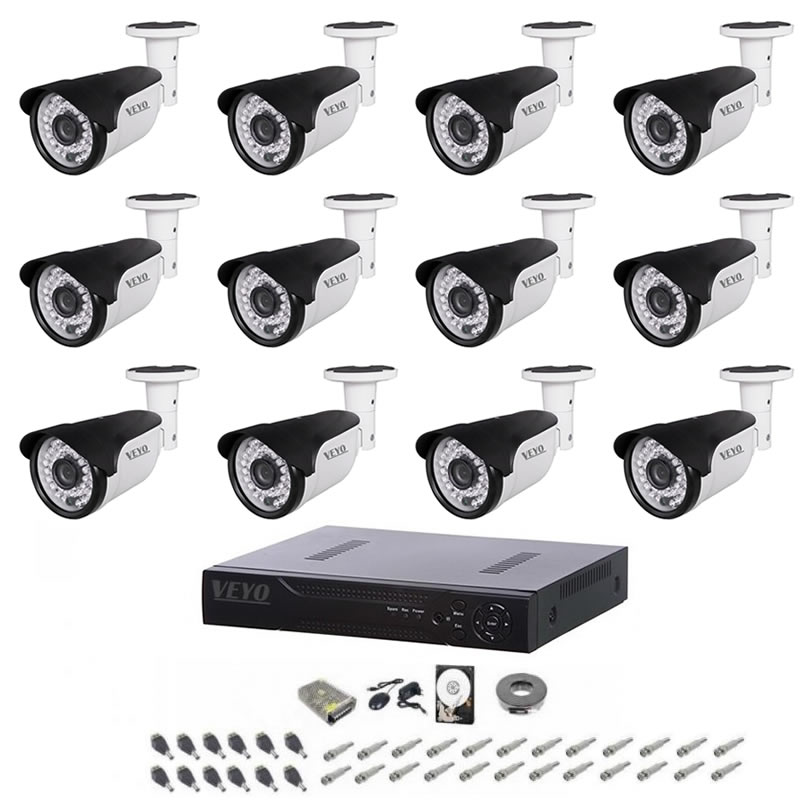 Sistem de supraveghere exterior complet, 5mp, 12 camere ir 40 m