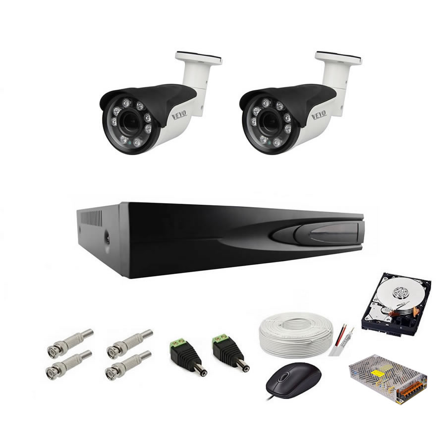 Sistem de supraveghere exterior complet, 5mp, 2 camere ir 40 m
