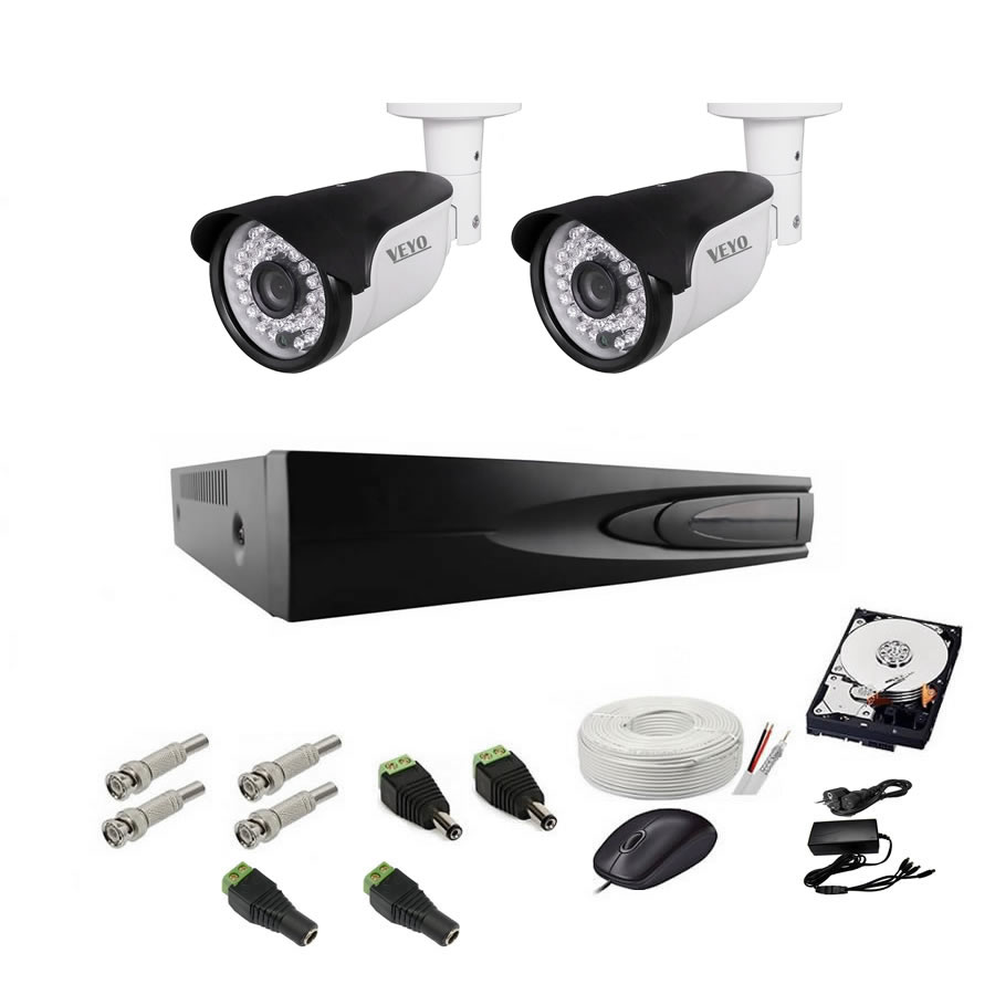 Sistem de supraveghere exterior complet, 5mp, 2 camere ir 40 m