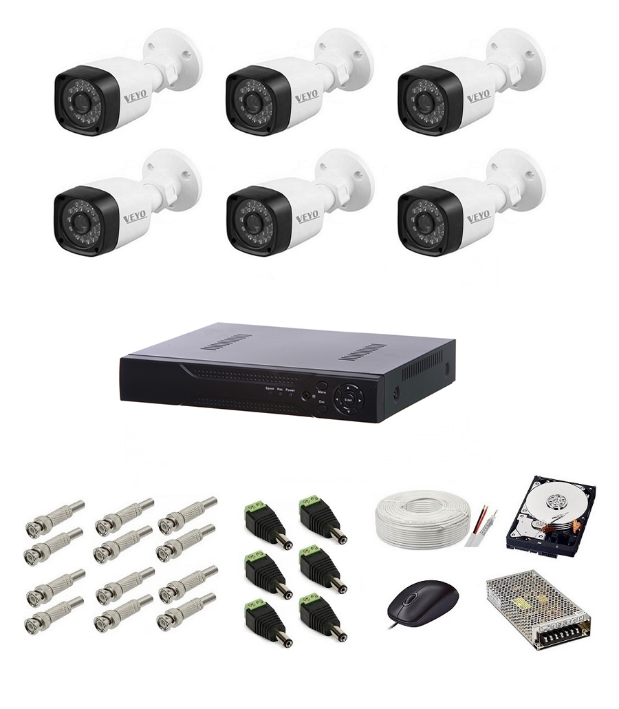 Sistem supraveghere hd exterior complet, 1.4 mp, 6 camere ir 30 m