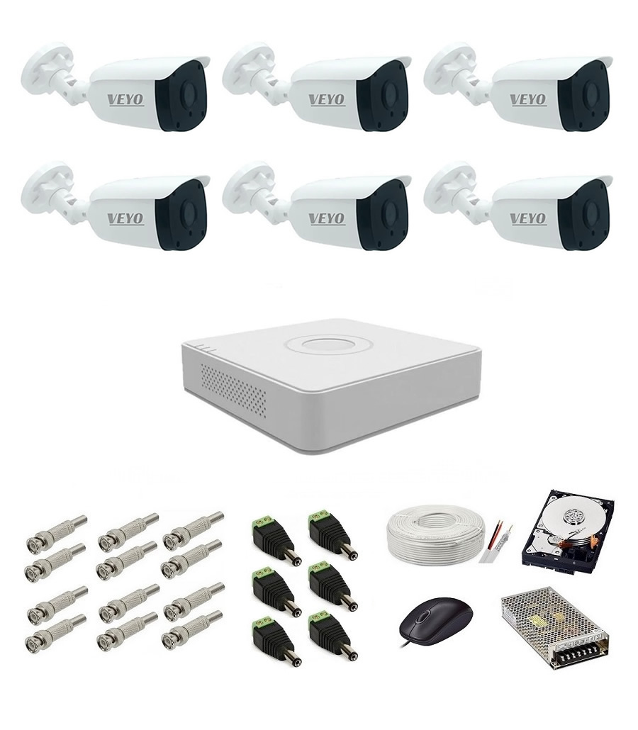 Sistem de supraveghere Complet 1080P EXT 6 AHD, IR 30 m