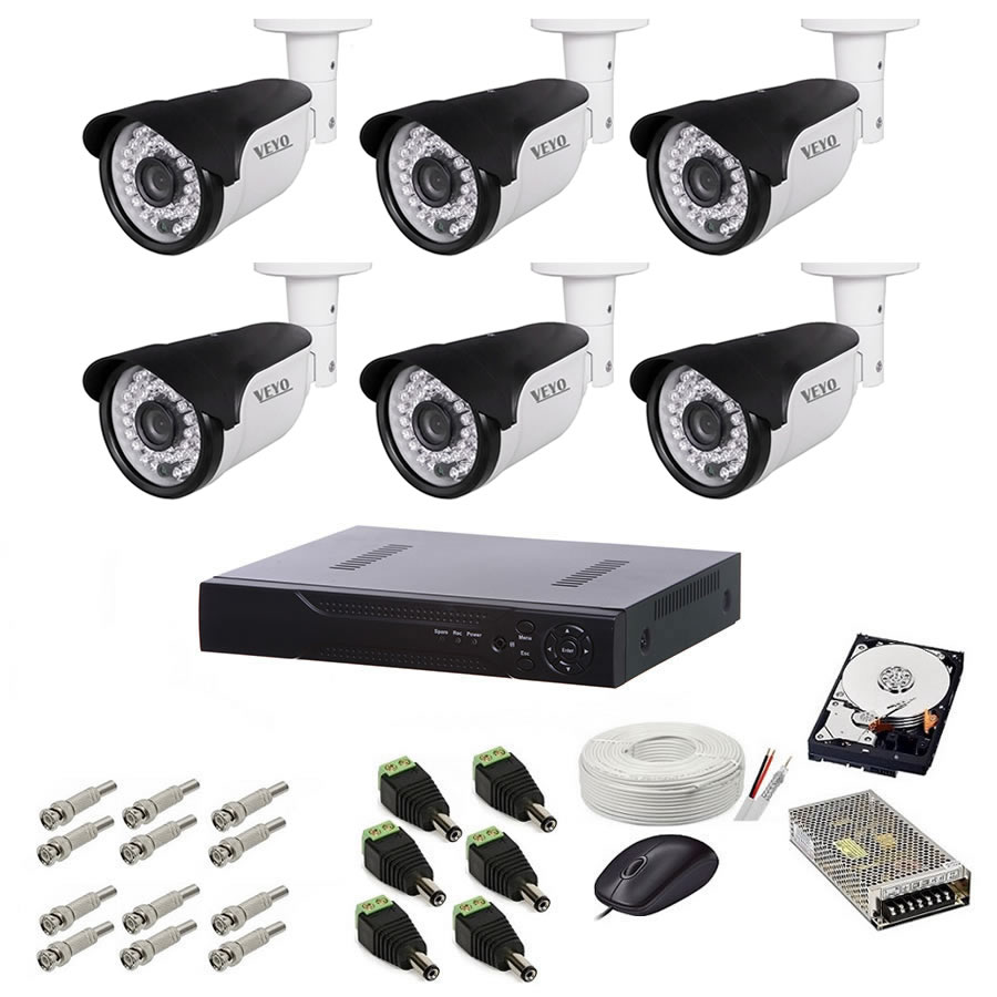Sistem de supraveghere exterior complet, 5mp, 6 camere ir 40 m