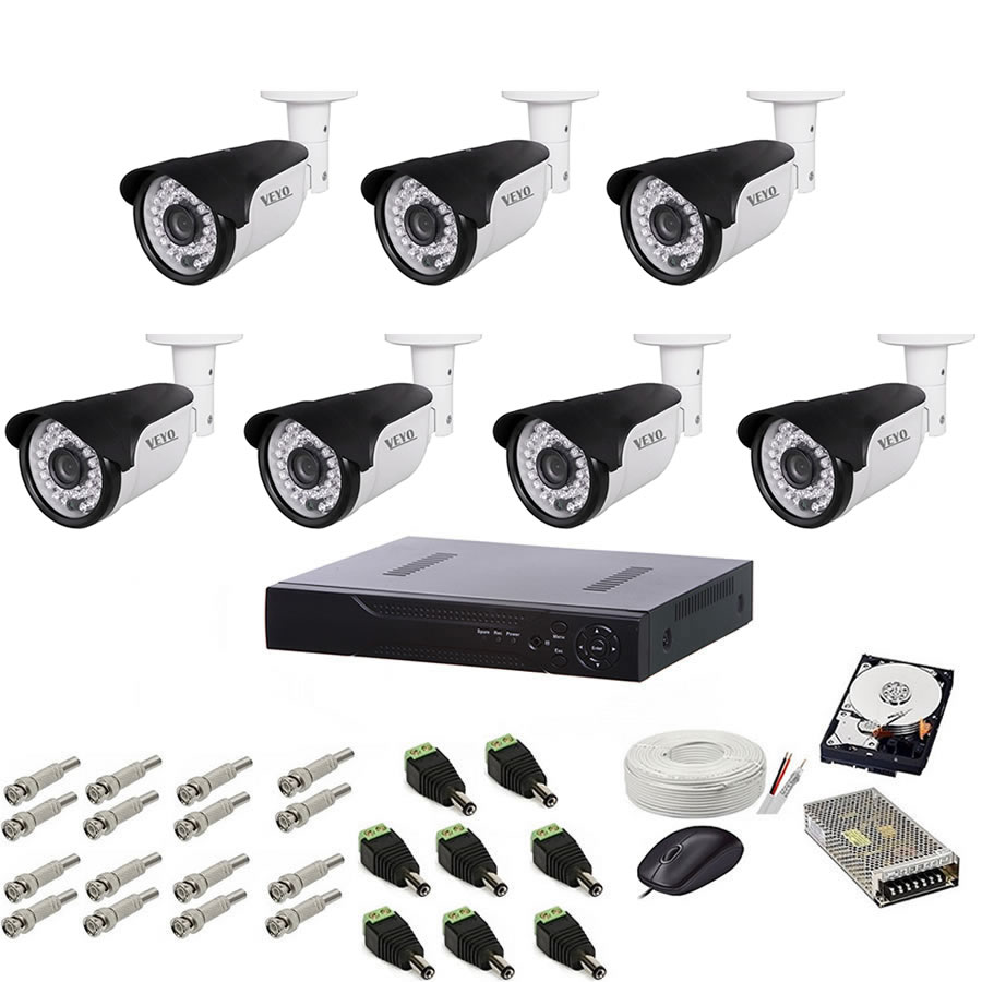 Sistem de supraveghere exterior complet, 5mp, 7 camere ir 40 m