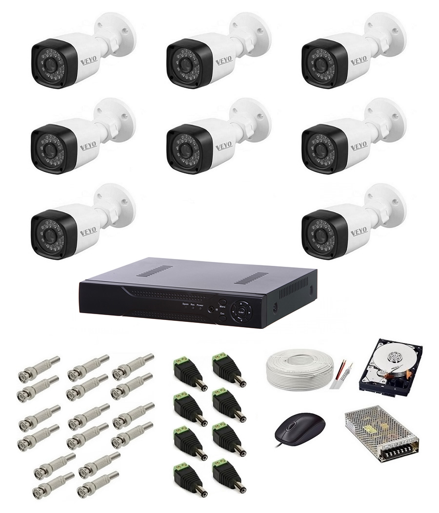Sistem supraveghere hd exterior complet, 1.4 mp, 8 camere ir 30 m