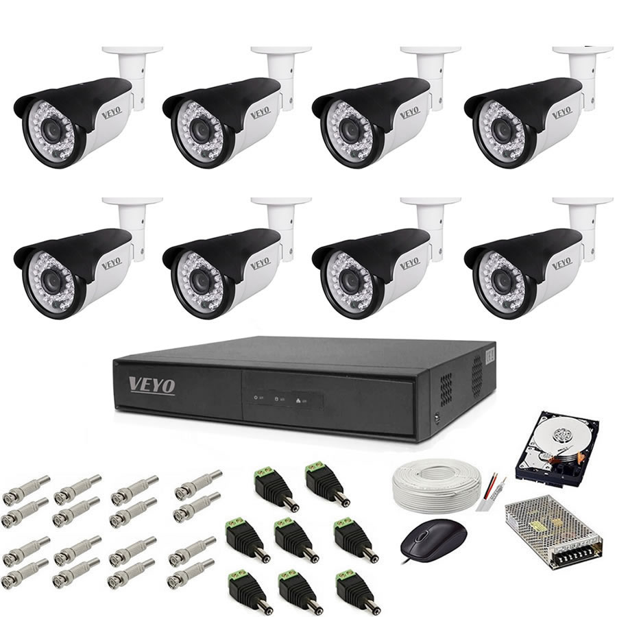 Sistem de supraveghere exterior complet, 5MP, 8 camere IR 40 m