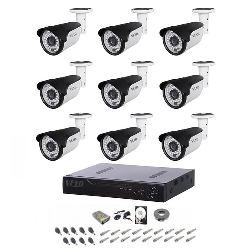 Sistem de supraveghere exterior complet, 5mp, 9 camere ir 40 m