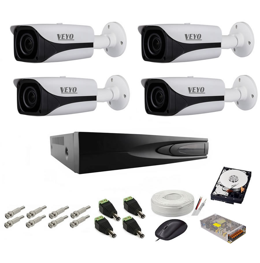 Sistem de supraveghere complet 5mp ext 4 camere ahd, ir 80 m