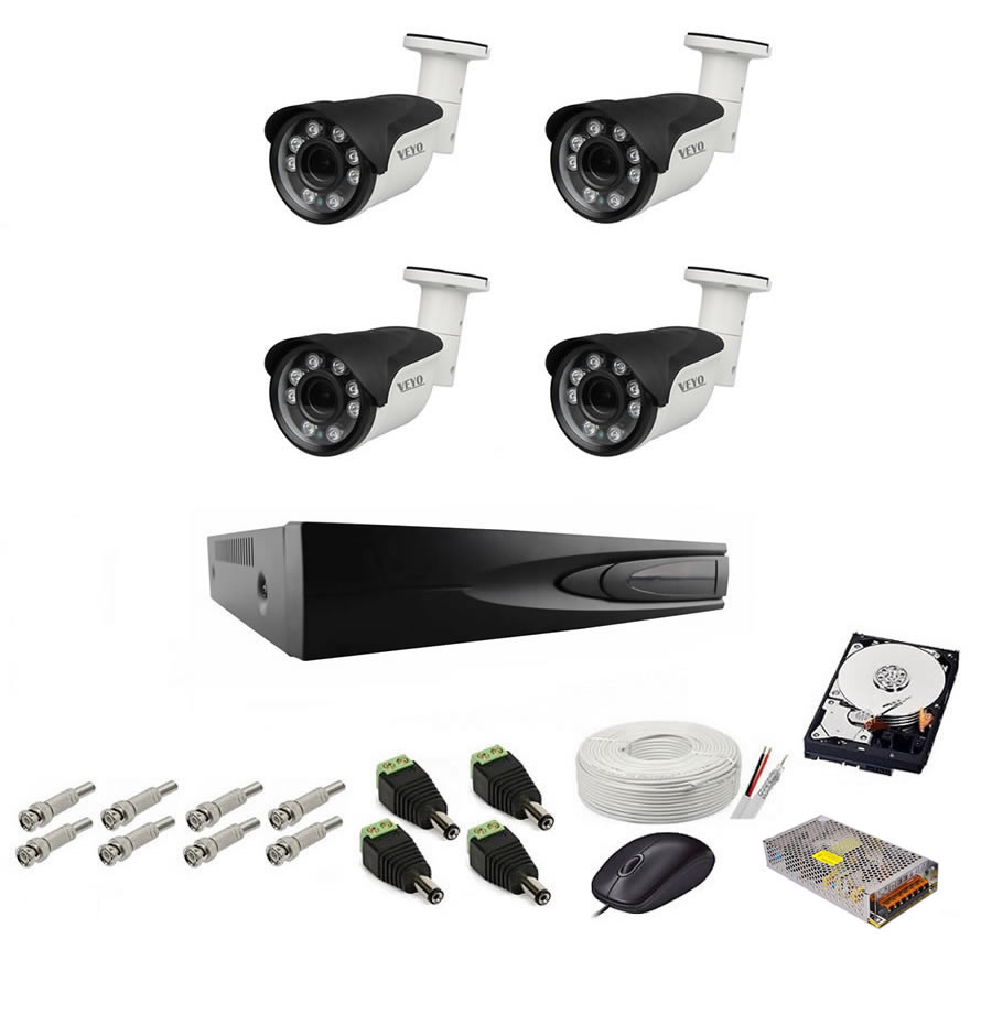 Sistem de supraveghere exterior complet, 5mp, 4 camere ir 40 m