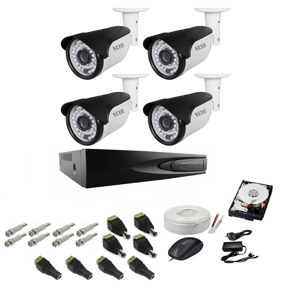 Sistem de supraveghere exterior complet, 5mp, 4 camere ir 40 m