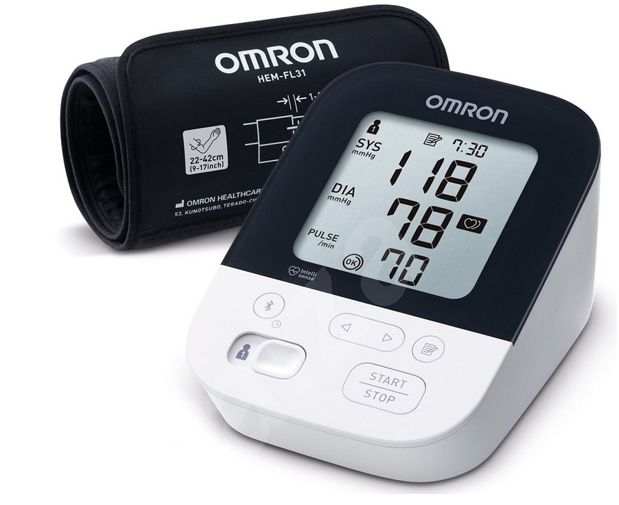 Tensiometru digital de brat OMRON M4 Intelli IT cu Bluetooth, manseta mare IntelliWrap, detectie aritmie