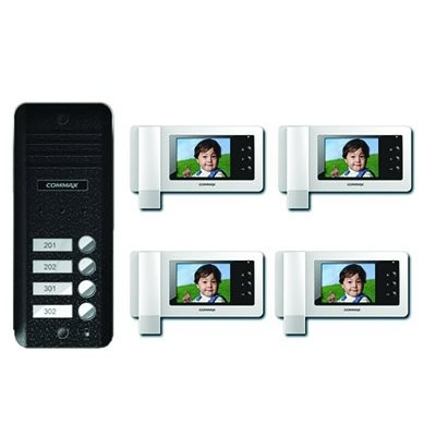 Kit videointerfon pentru 4 familii COMMAX