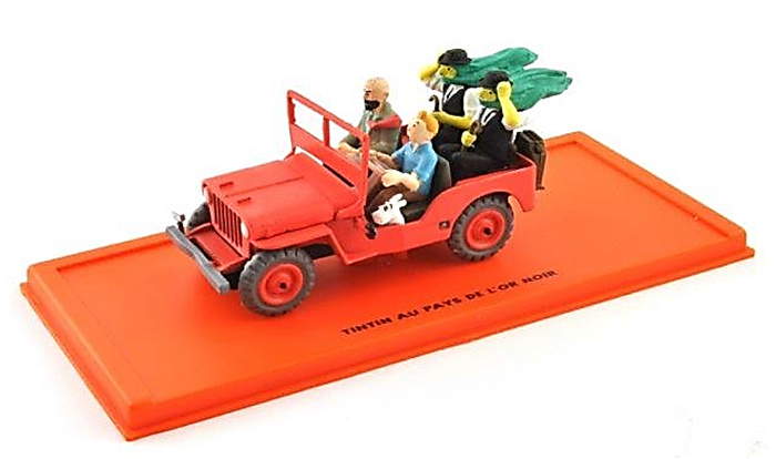 Macheta auto atlas, willys mb 1943 48 - tintin au pays de lor noir - tintin collection by atlas 1:43