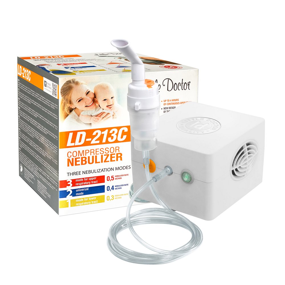 Aparat aerosoli Little Doctor LD-213C, nebulizator cu compresor, 3 moduri de nebulizare, pentru uz casnic si profesional, Alb