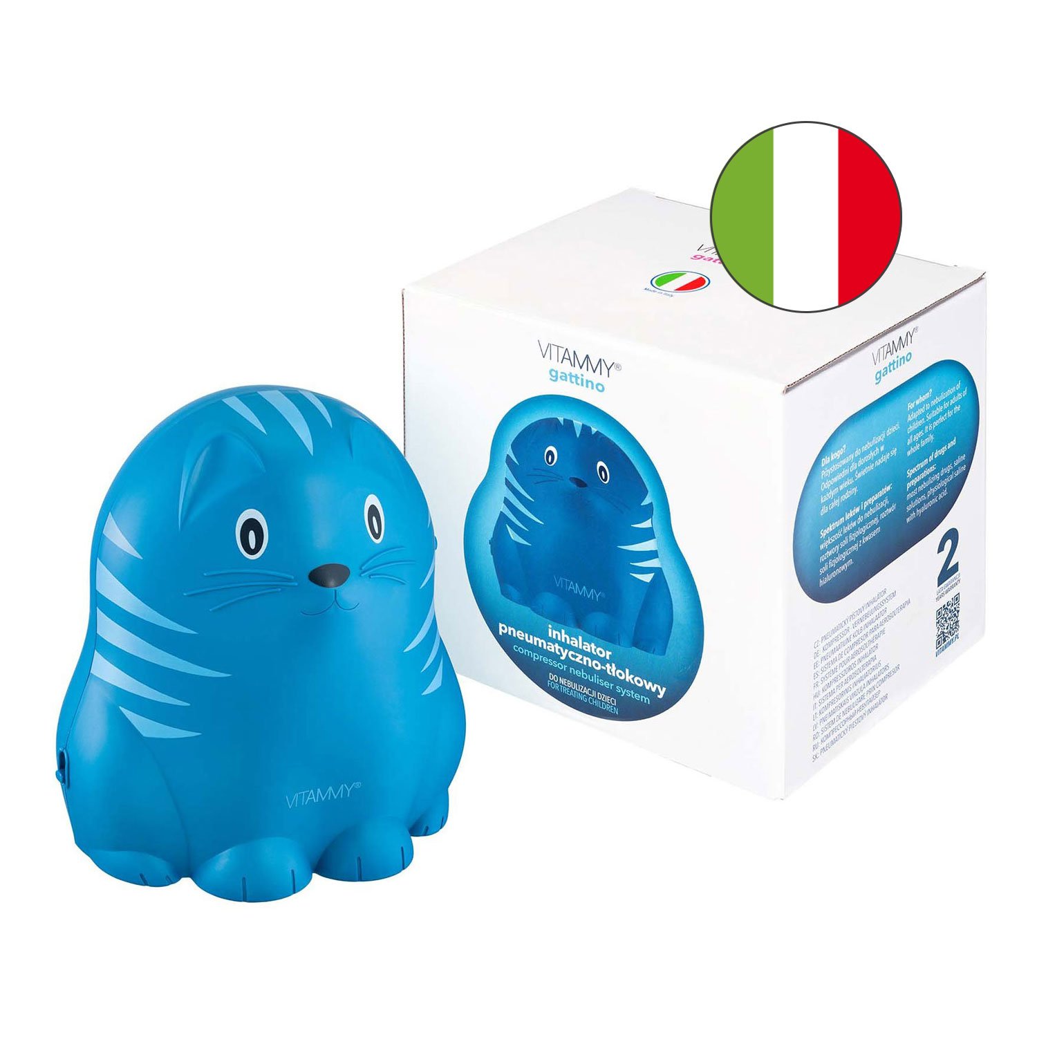 Aparat aerosoli vitammy gattino a1503, nebulizator cu compresor, set complet de accesorii, albastru