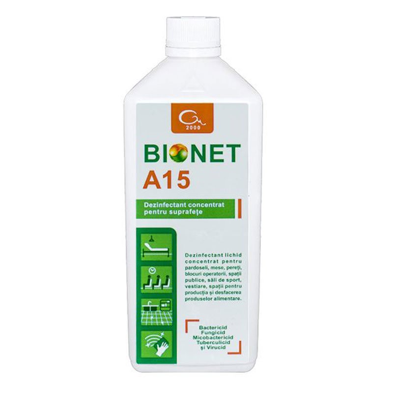Dezinfectant concentrat pentru suprafete bionet a15, 1l