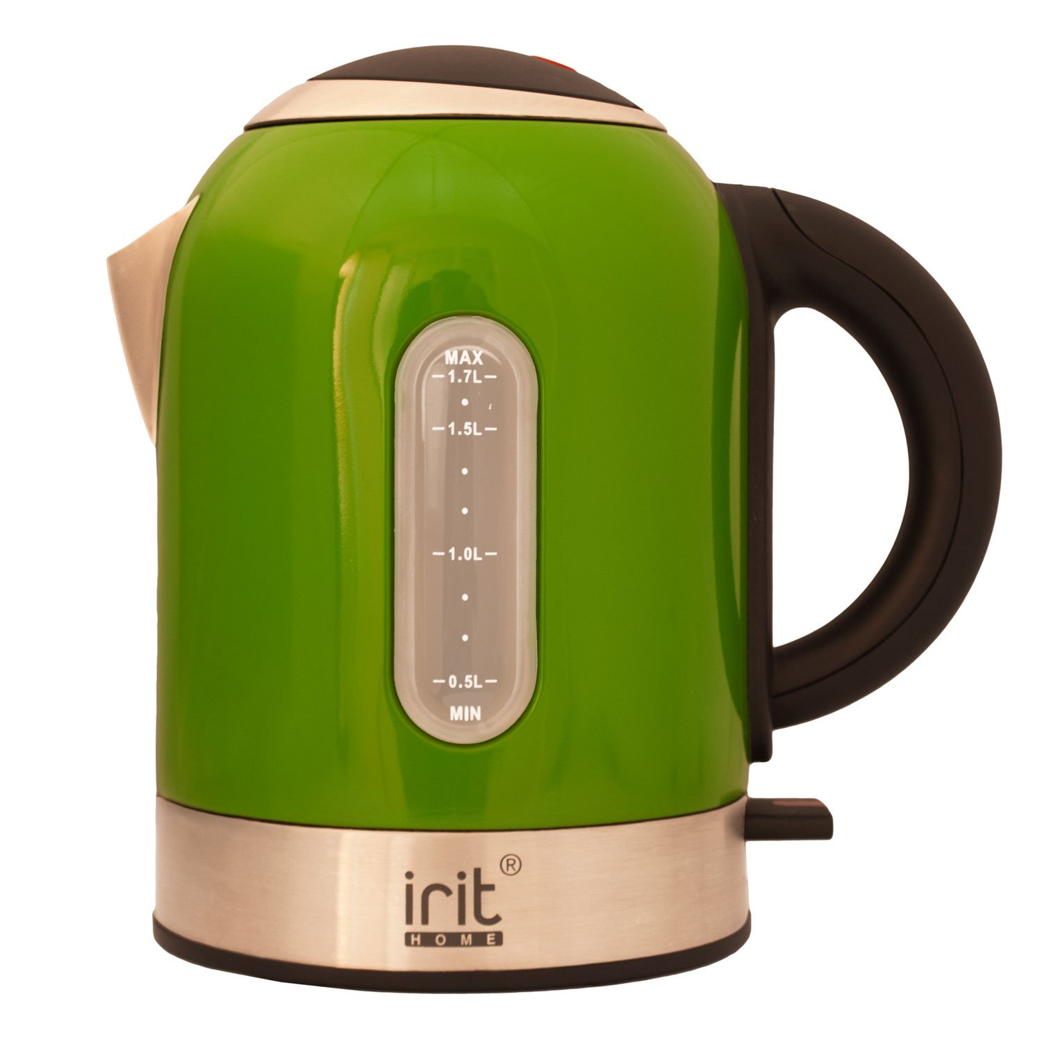 Fierbator irit ir-1323, 2200 w, 1.7 l, carcasa inox, oprire automata, baza rotativa 360°, verde