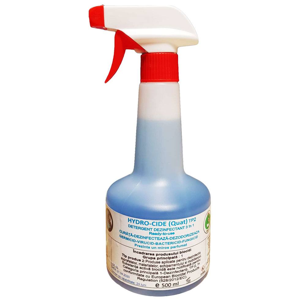 Detergent dezinfectant suprafete 3 in 1, Hydro-Cide (Quat) TP2, 500 ml