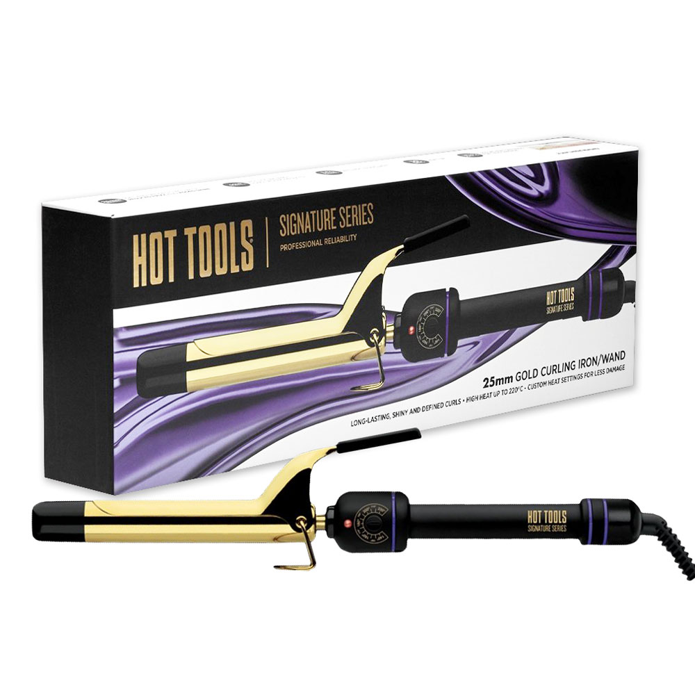 Ondulator hot tools gold curling, 25 mm, placat cu aur, signature series, htir1575e