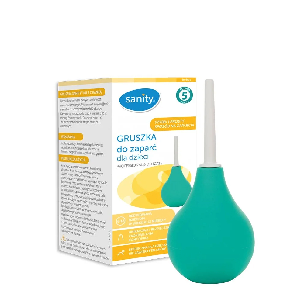 Para Sanity nr. 5 pentru irigare intestinala, din cauciuc, pentru copii 6 - 12 luni, Verde