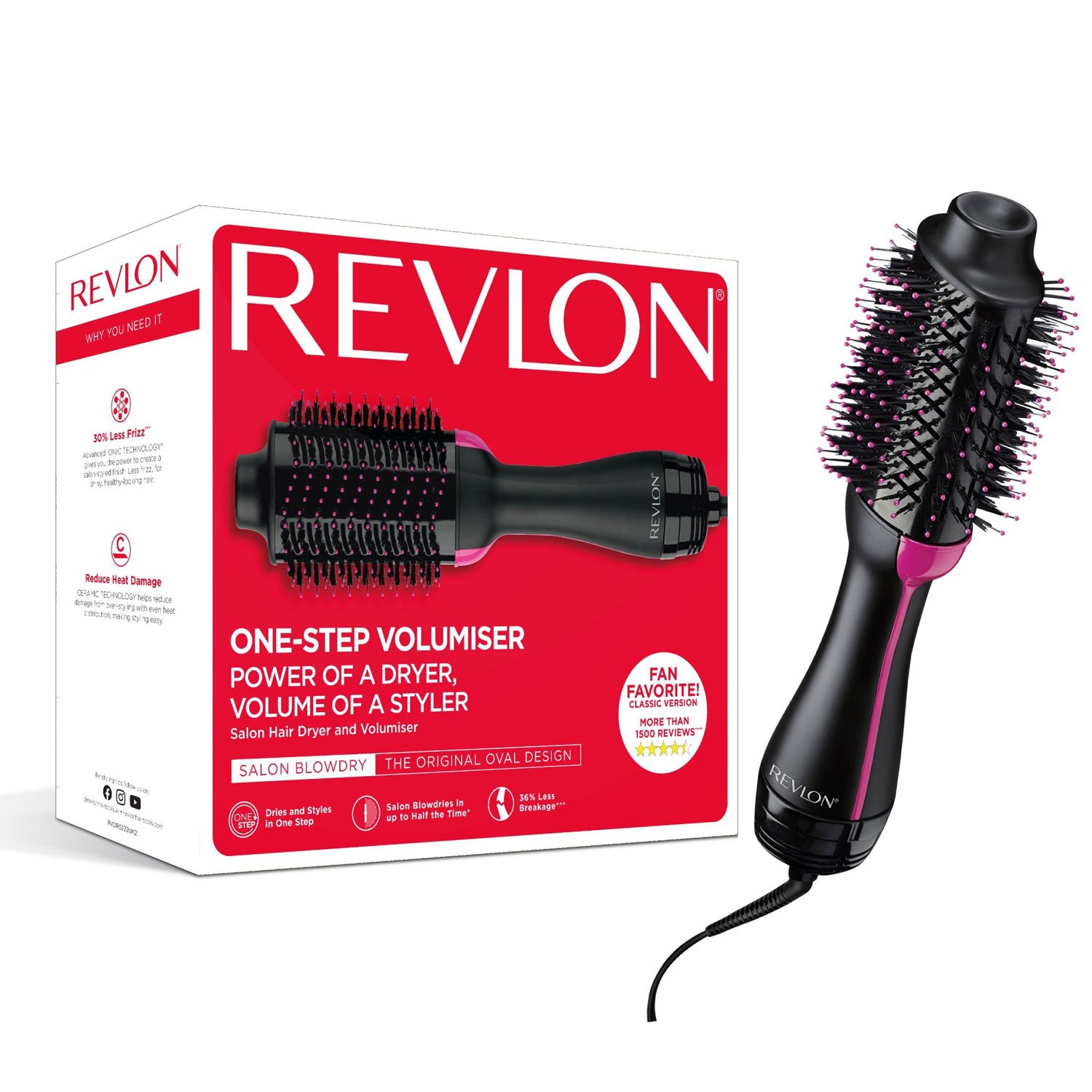 Perie electrica fixa REVLON One-Step Hair Dryer & Volumizer, RVDR5222E2, 3 trepte de temperatura