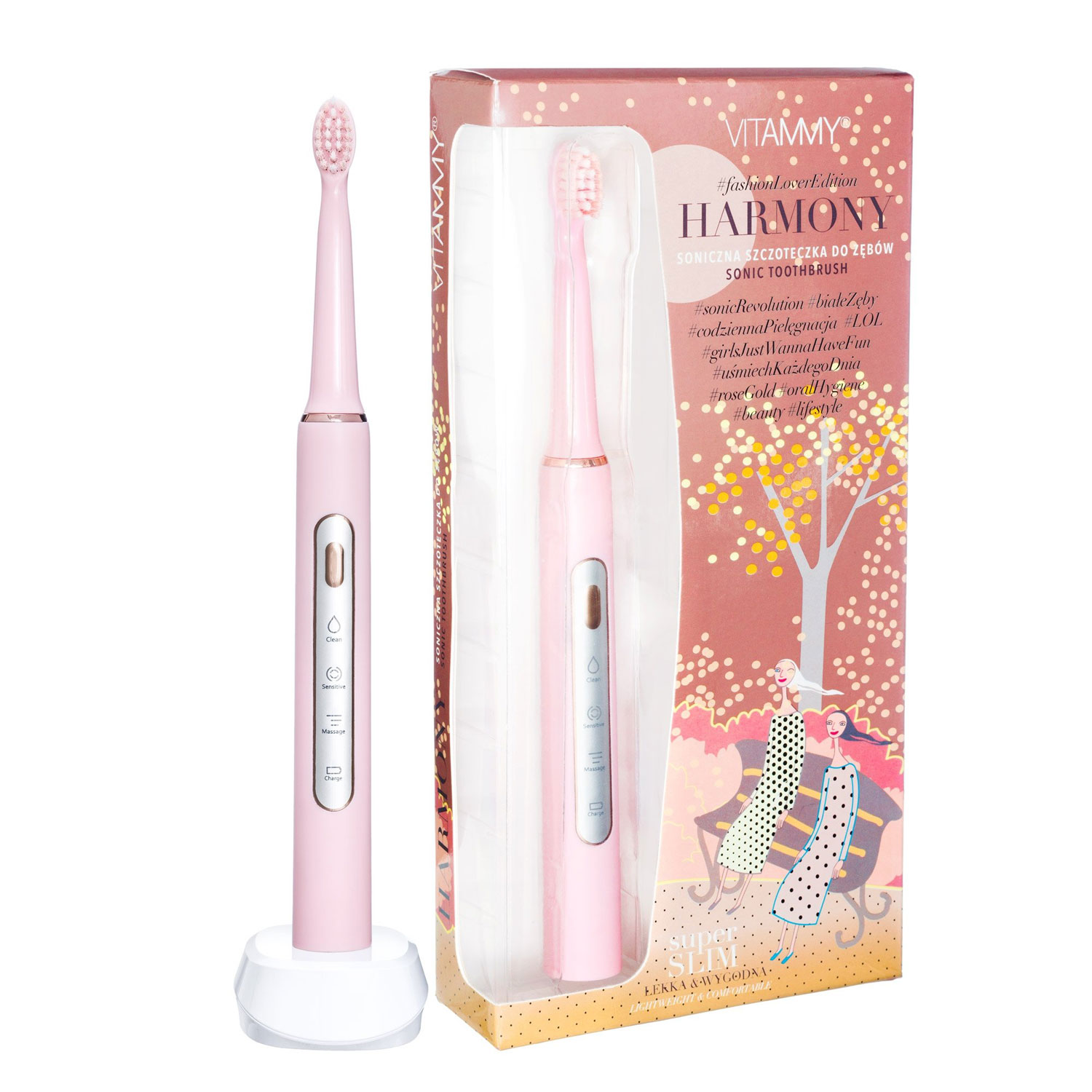 Periuta de dinti electrica VITAMMY Harmony, 60000 vibratii/min, Roz, TB8132-CE Pink