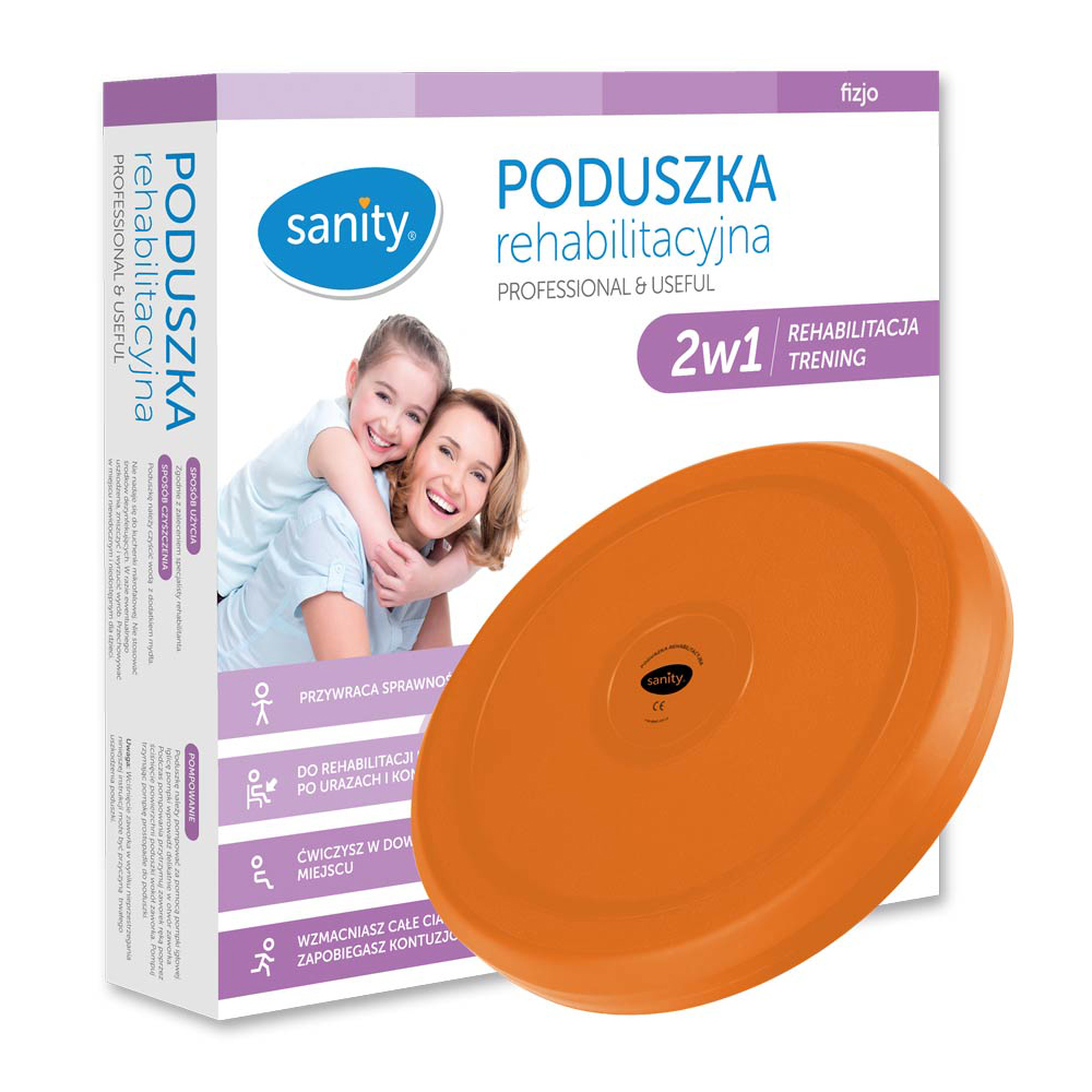 Perna Sanity 2 in 1 pentru reabilitare si antrenare, suprafata anti-alunecare, greutate maxima 260 kg, diametru 35 cm, Portocaliu