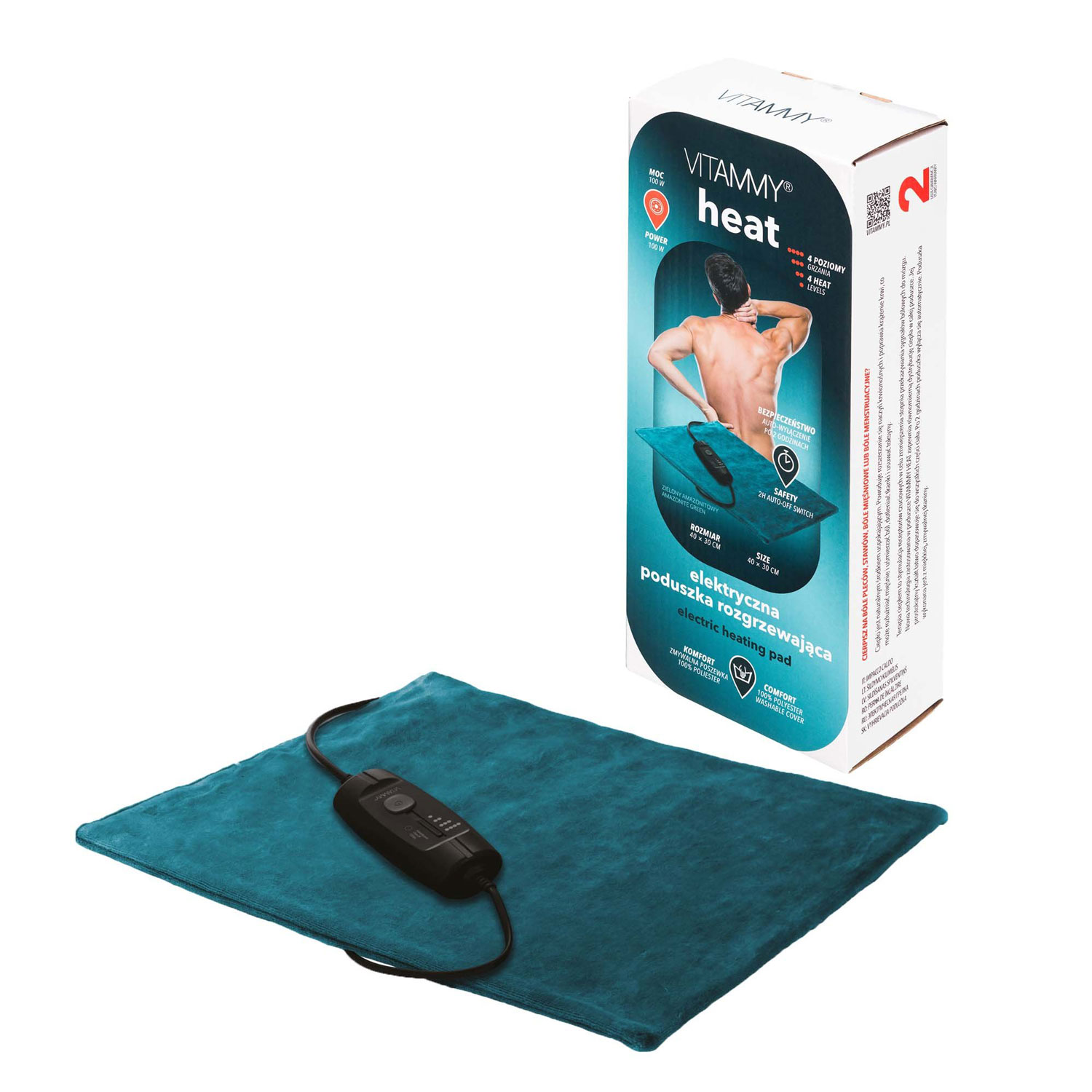 Perna cu incalzire electrica VITAMMY Heat JY6500 Amazonite, pentru spate si gat, Verde inchis