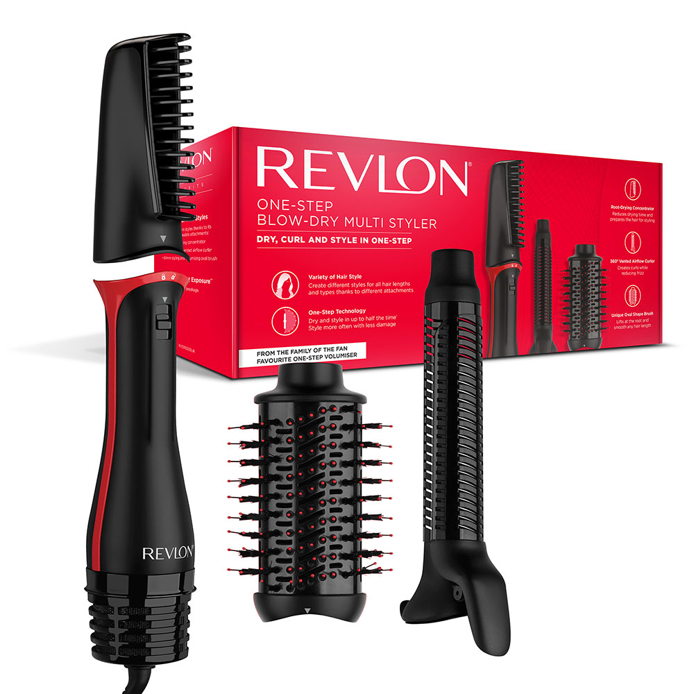 Perie de coafat multifunctional REVLON One-Step Blow-Dry Multi Styler RVDR5333E 3 in 1 - 3 capete detasabile, 4 trepte temperatura, pentru toate tipurile si lungimile de par