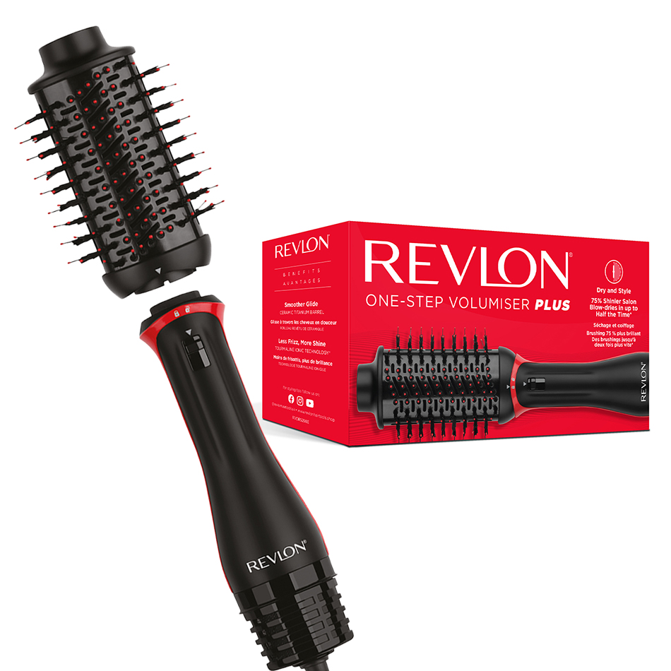 Perie electrica fixa REVLON One-Step Volumiser PLUS RVDR5298E, cu cap detasabil, 4 trepte de temperatura, tehnologie cu ioni Tourmaline, ceramica si titan