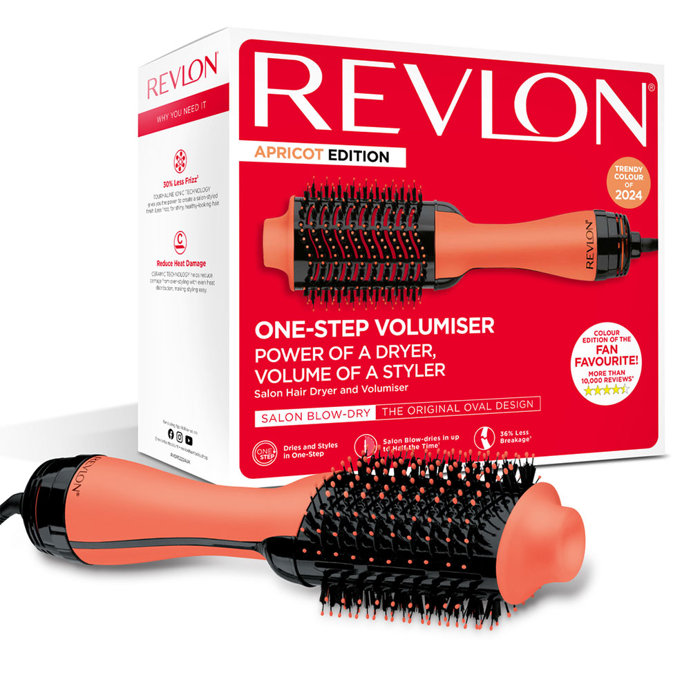 Perie electrica fixa REVLON One-Step Hair Dryer & Volumiser, RVDR5222AE, pentru par mediu si lung, Apricot