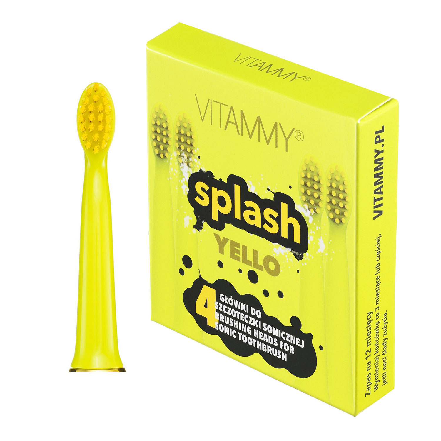 Set 4 rezerve periuta de dinti VITAMMY Splash TH1811-4 Yello, Galben