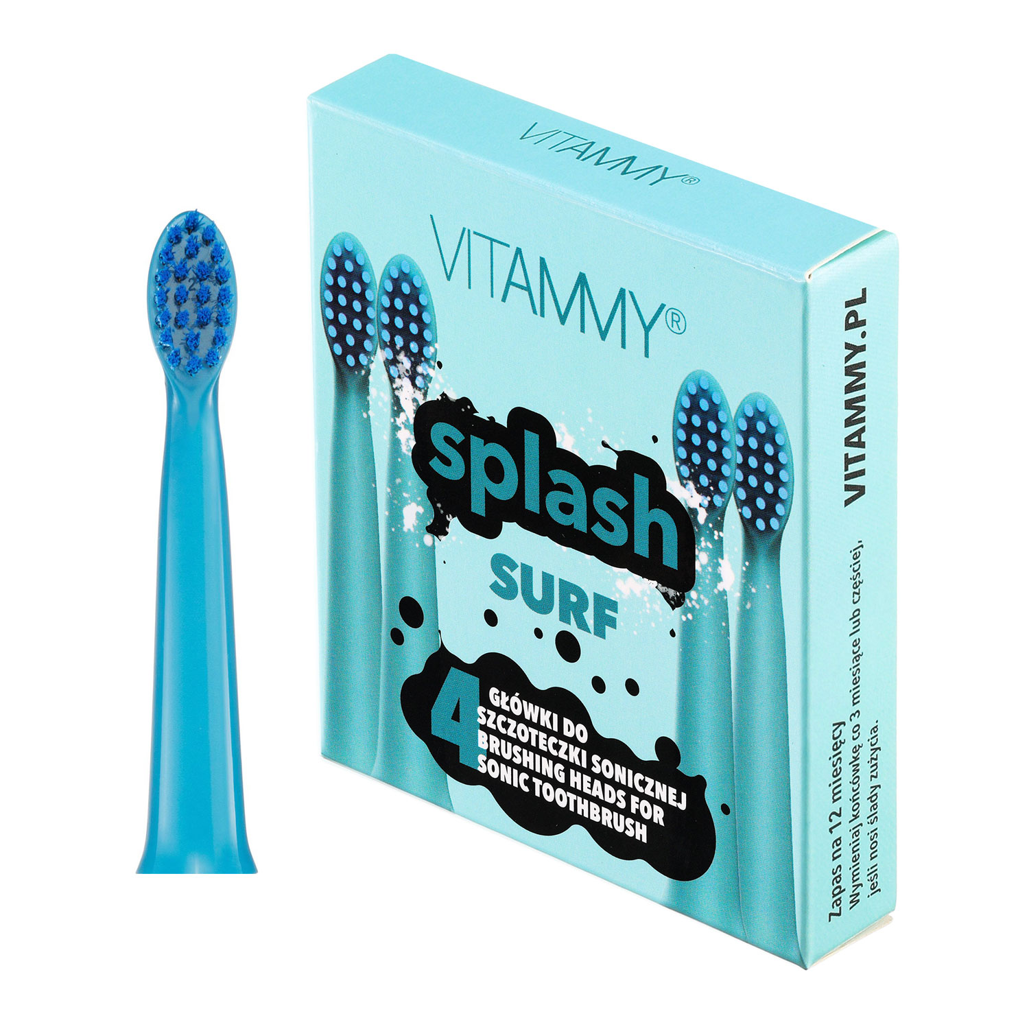 Set 4 rezerve periuta de dinti VITAMMY Splash TH1811-4 Surf, Albastru