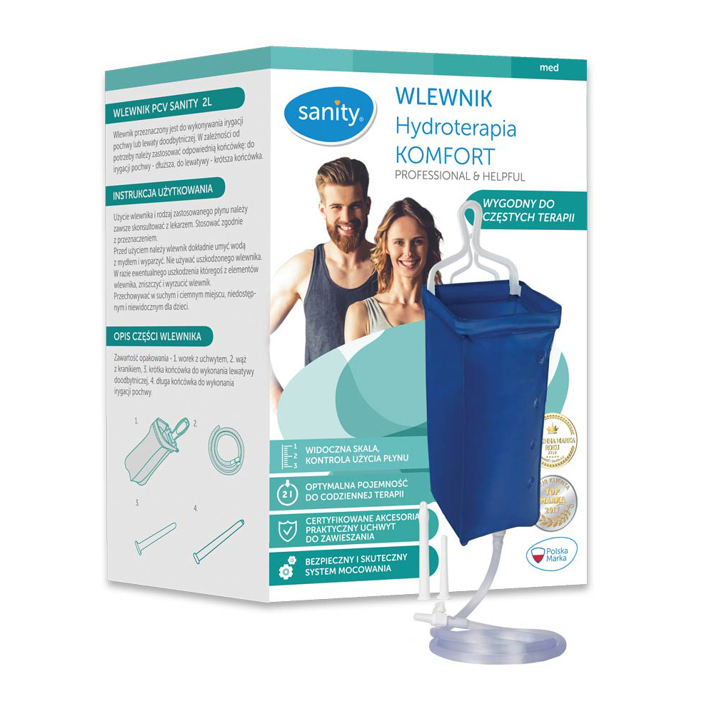Set enteroclisma Sanity Hydroterapia Comfort pentru irigare vaginala si intestinala, femei si barbati, capacitate 2 l, Bleumarin