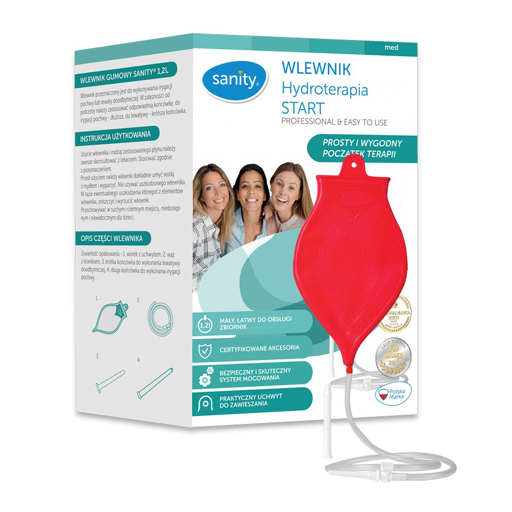 Set enteroclisma Sanity Hydroterapia Start pentru irigare vaginala si intestinala, capacitate 1.2 l, Rosu
