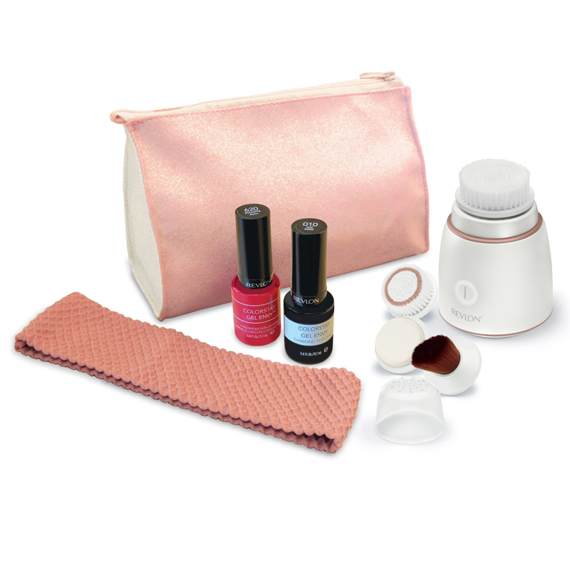 Set perie electrica pentru fata revlon glow sonic rvsp3538e plus geanta, banda si oja